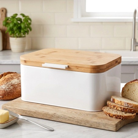 Valgest metallist leivakast WHITELINE 30x19,5x14,5 cm