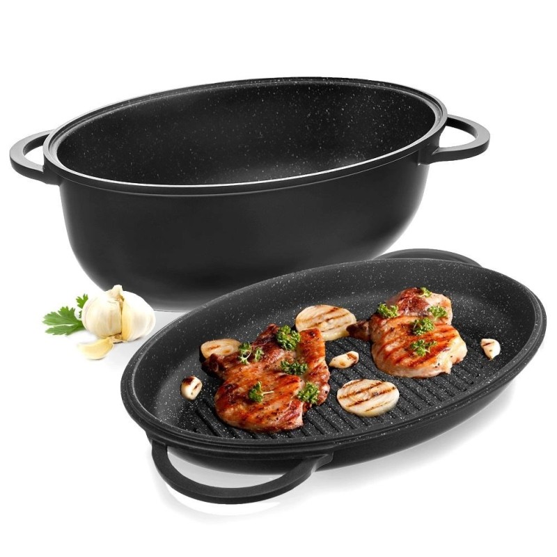 Graniidist kaanega röstimispann 2in1 GRANDE 10 liitrit, 43x28 cm