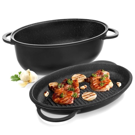 Graniidist kaanega röstimispann 2in1 GRANDE 10 liitrit, 43x28 cm