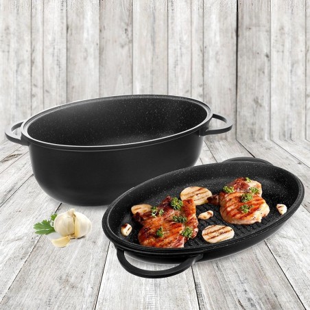 Graniidist kaanega röstimispann 2in1 GRANDE 10 liitrit, 43x28 cm