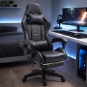 Pöörlev kontorimängutool jalatoe ja patjadega, must