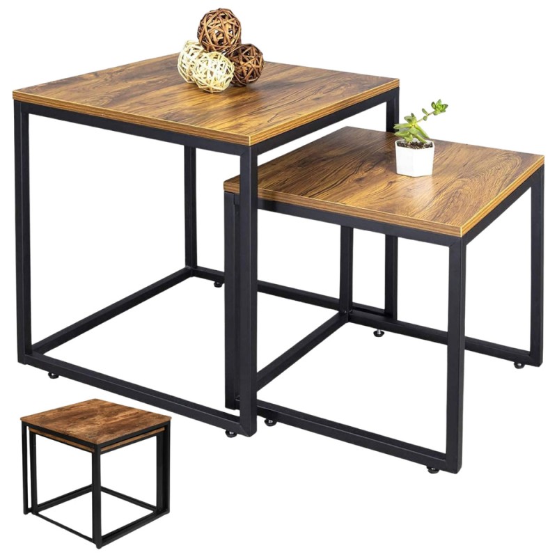 2-in-1 Rustic ruudukujuliste diivanilaudade komplekt 45x50cm 40x45cm