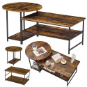 2-ühes Vintage Rustic puidust diivanilauakomplekt 123x60x51cm