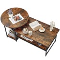 2-ühes Vintage Rustic puidust diivanilauakomplekt 123x60x51cm