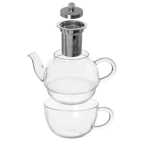 Klaasist teekann koos teetassiga infuseriga 300+350 ml 2 tk.