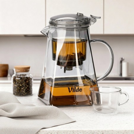Klaaskann koos äravooluga teetõmmisega, 880 ml