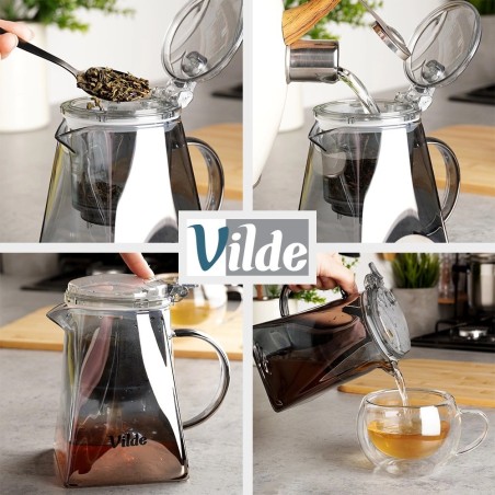 Klaaskann koos äravooluga teetõmmisega, 880 ml