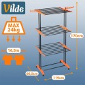 Must vertikaalne metallist pesukuivati ​​XXL ratastel, 73x170 cm