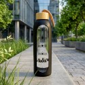 Klaasist veepudel silikoonkaanega, must, 600 ml