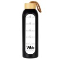 Klaasist veepudel silikoonkaanega, must, 600 ml