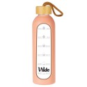 Klaasist veepudel silikoonkaanega, lõhe, 600 ml