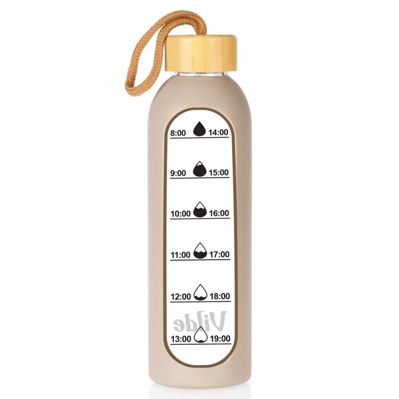 Klaasist veepudel silikoonkaanega, beež, 600 ml