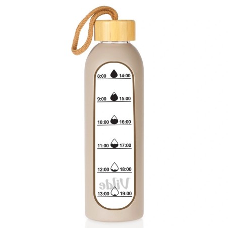 Klaasist veepudel silikoonkaanega, beež, 600 ml