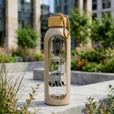 Klaasist veepudel silikoonkaanega, beež, 600 ml
