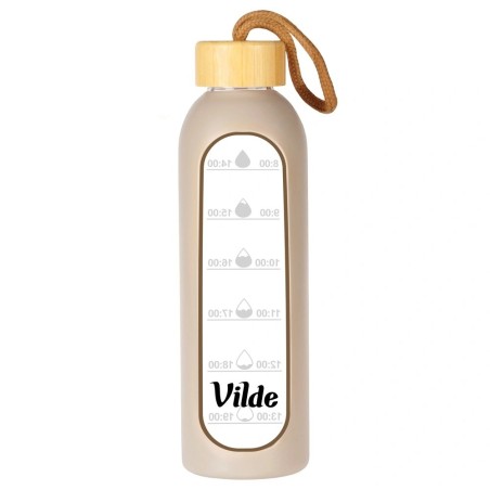 Klaasist veepudel silikoonkaanega, beež, 600 ml