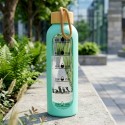 Butelka na wodę szklana z silikonowym pokrowcem miętowa 600 ml