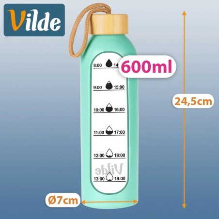 Butelka na wodę szklana z silikonowym pokrowcem miętowa 600 ml