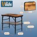 Kokkupandav alumiiniumist turismilaud 2in1 60x40x25,5/51,5 cm