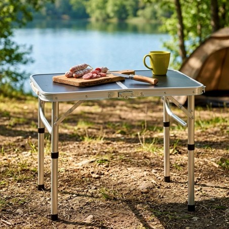 Kokkupandav metallist turismilaud, grafiit 2in1, 60x40x26/52 cm