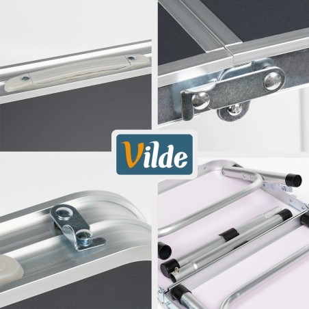 Kokkupandav metallist turismilaud, grafiit 2in1, 60x40x26/52 cm