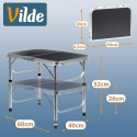Kokkupandav metallist turismilaud, grafiit 2in1, 60x40x26/52 cm