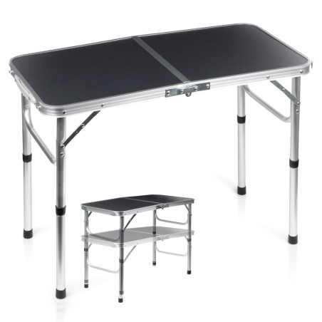 Kokkupandav metallist turismilaud, grafiit 2in1, 80x40x37/66 cm