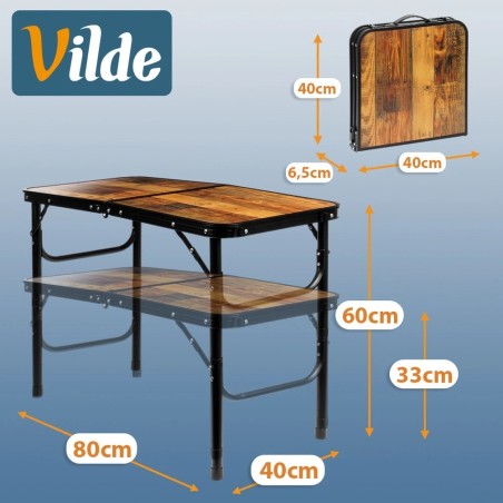 Kokkupandav alumiiniumist turismilaud 2in1 80x40x33/60 cm