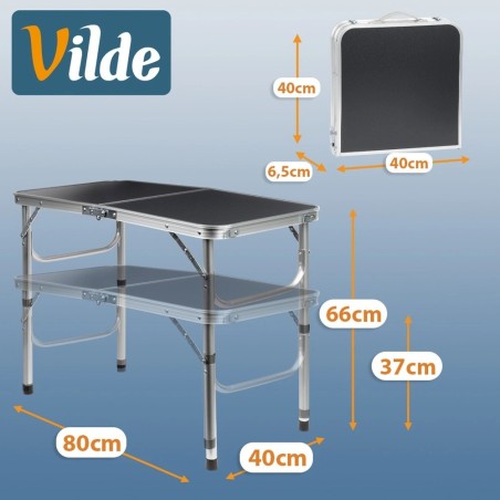 Kokkupandav metallist turismilaud, grafiit 2in1, 80x40x37/66 cm