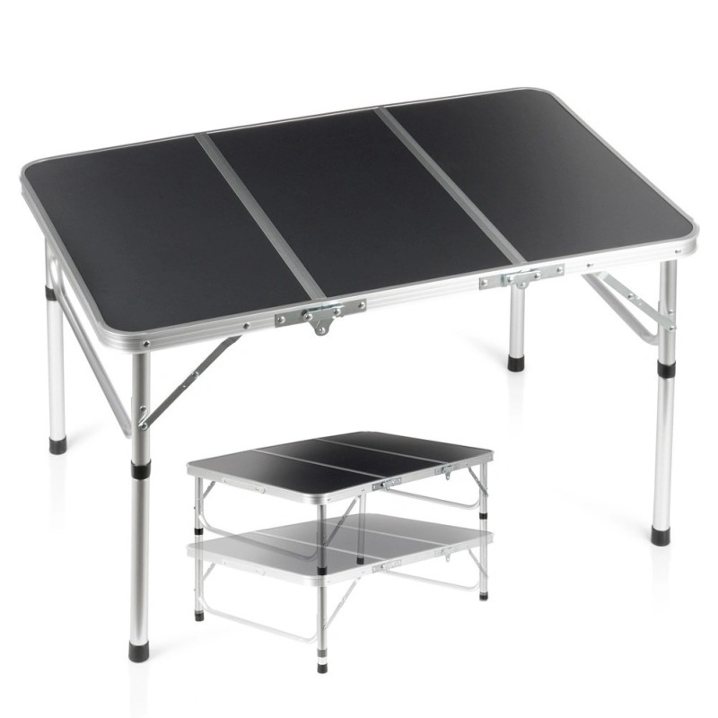 Kokkupandav metallist turismilaud, grafiit 2in1, 90x60x26/54 cm