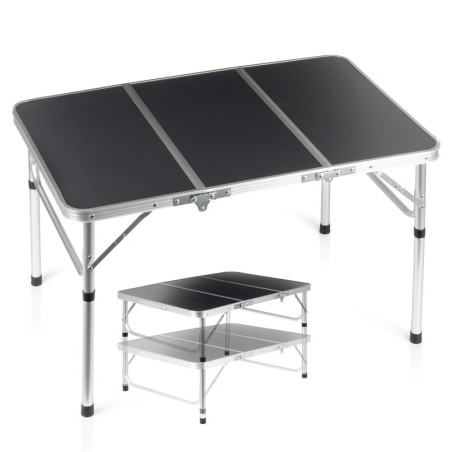 Kokkupandav metallist turismilaud, grafiit 2in1, 90x60x26/54 cm