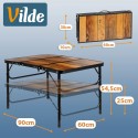 Kokkupandav alumiiniumist turismilaud 2in1 90x60x25/54,5 cm