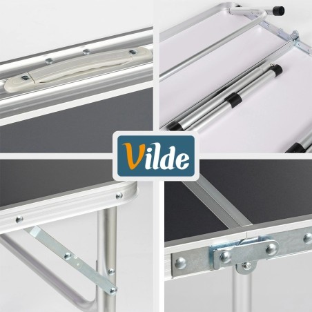 Kokkupandav metallist turismilaud, grafiit 2in1, 90x60x26/54 cm