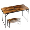 Kokkupandav alumiiniumist turismilaud 3in1 120x60x54/62/70 cm