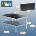 Kokkupandav metallist turismilaud, grafiit 2in1, 90x60x26/54 cm