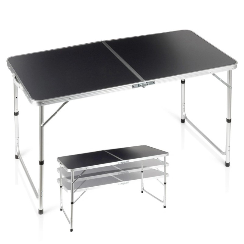 Kokkupandav metallist turismilaud, grafiit 3in1, 120x60x54/62/70 cm