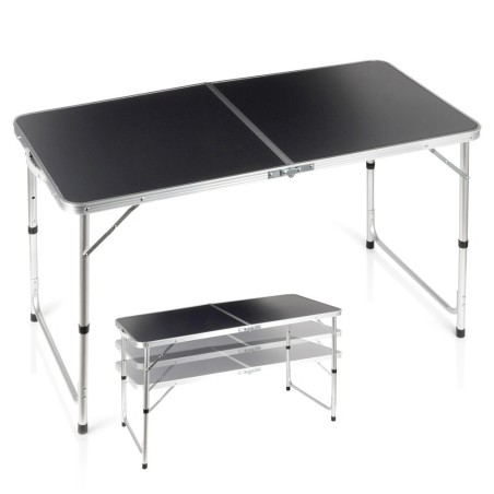 Kokkupandav metallist turismilaud, grafiit 3in1, 120x60x54/62/70 cm