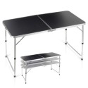 Kokkupandav metallist turismilaud, grafiit 3in1, 120x60x54/62/70 cm
