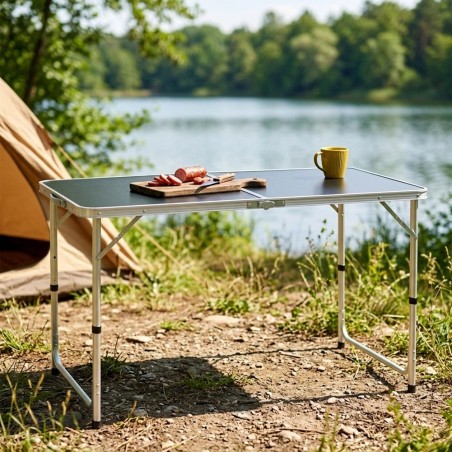 Kokkupandav metallist turismilaud, grafiit 3in1, 120x60x54/62/70 cm