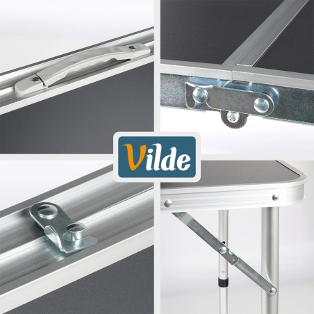 Kokkupandav metallist turismilaud, grafiit 3in1, 120x60x54/62/70 cm