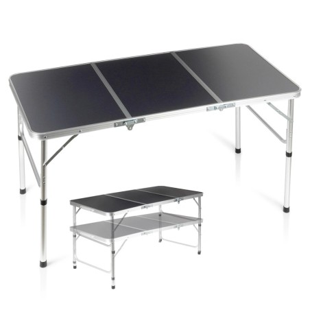 Kokkupandav metallist turismilaud, grafiit 2in1, 120x60x34,5/65 cm