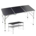 Kokkupandav metallist turismilaud, grafiit 2in1, 120x60x34,5/65 cm