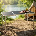 Kokkupandav metallist turismilaud, grafiit 2in1, 120x60x34,5/65 cm