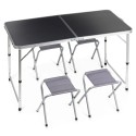 Kokkupandav turismilaud koos toolidega, grafiit metall, 3in1, 120x60x55/62/70 cm, 5 tk.