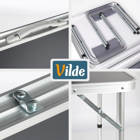 Kokkupandav turismilaud koos toolidega, grafiit metall, 3in1, 120x60x55/62/70 cm, 5 tk.