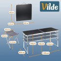 Kokkupandav turismilaud koos toolidega, grafiit metall, 3in1, 120x60x55/62/70 cm, 5 tk.