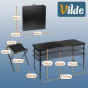 Kokkupandav turismilaud koos toolidega, alumiinium, must, 120x60x55/62/70 cm, 5 tk.