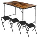 Alumiiniumist kokkupandav laud toolidega 3in1 120x60x55/62/70 cm 5 tk.