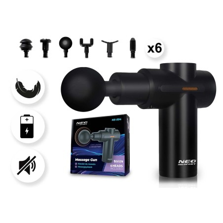 Kehamassaažipüstol, masseerija, 6 kinnitust NS-504 Neo-sport, must