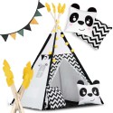 Tipi telk lastele vaniku ja tuledega Nukido, must-valge pandaga