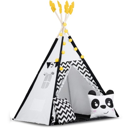 Tipi telk lastele vaniku ja tuledega Nukido, must-valge pandaga